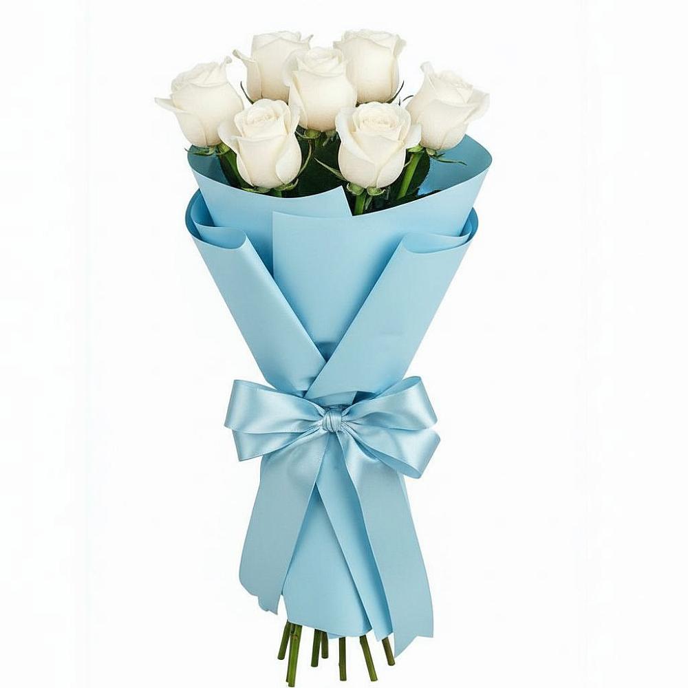 Букет 7 белых роз Проуд в Емецк