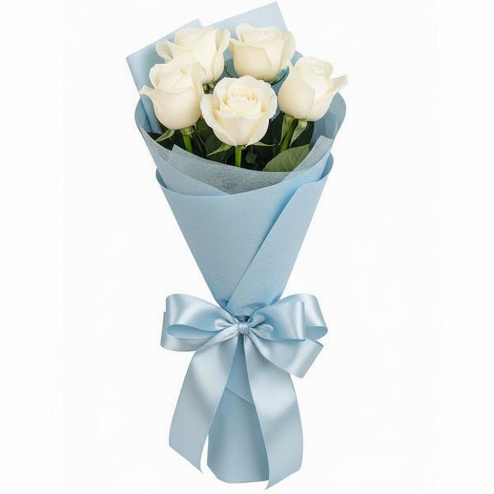Букет 5 Белых роз Проуд в Емецк