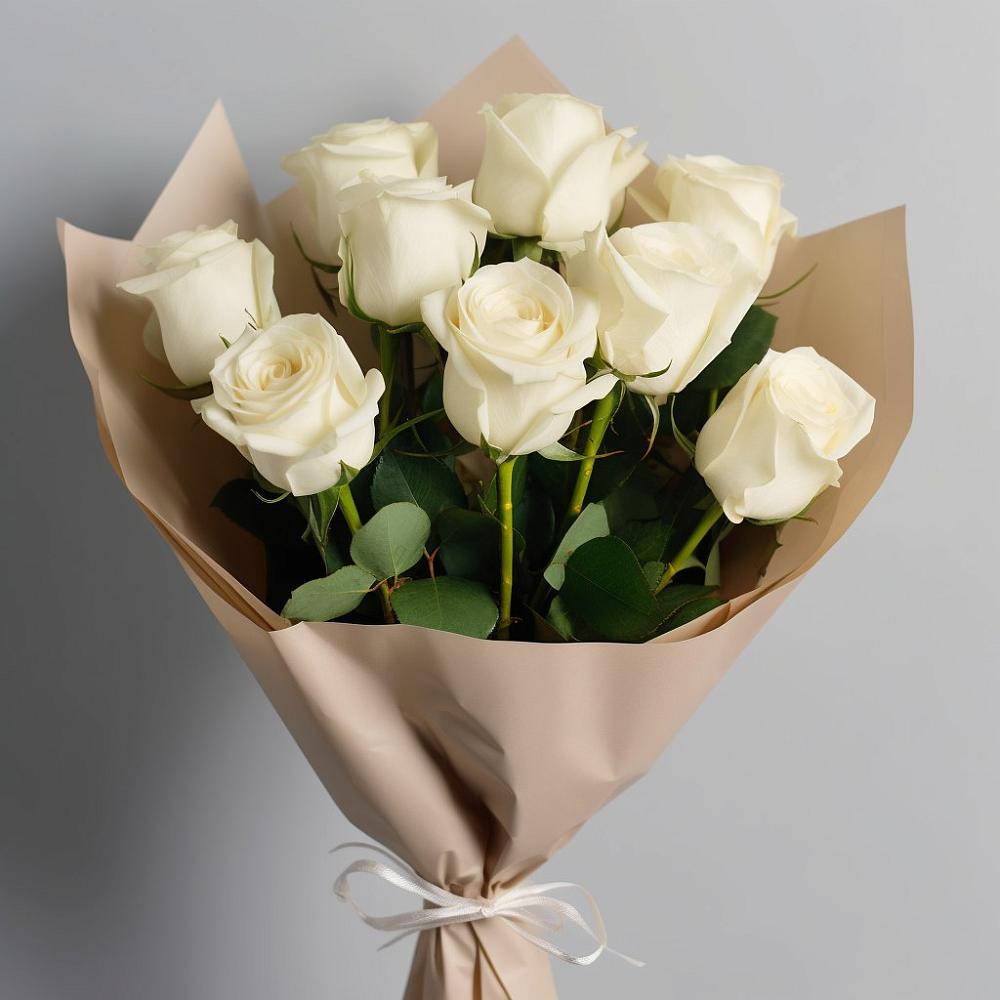 Букет 9 Белых роз Эдлесс Лав в Емецк