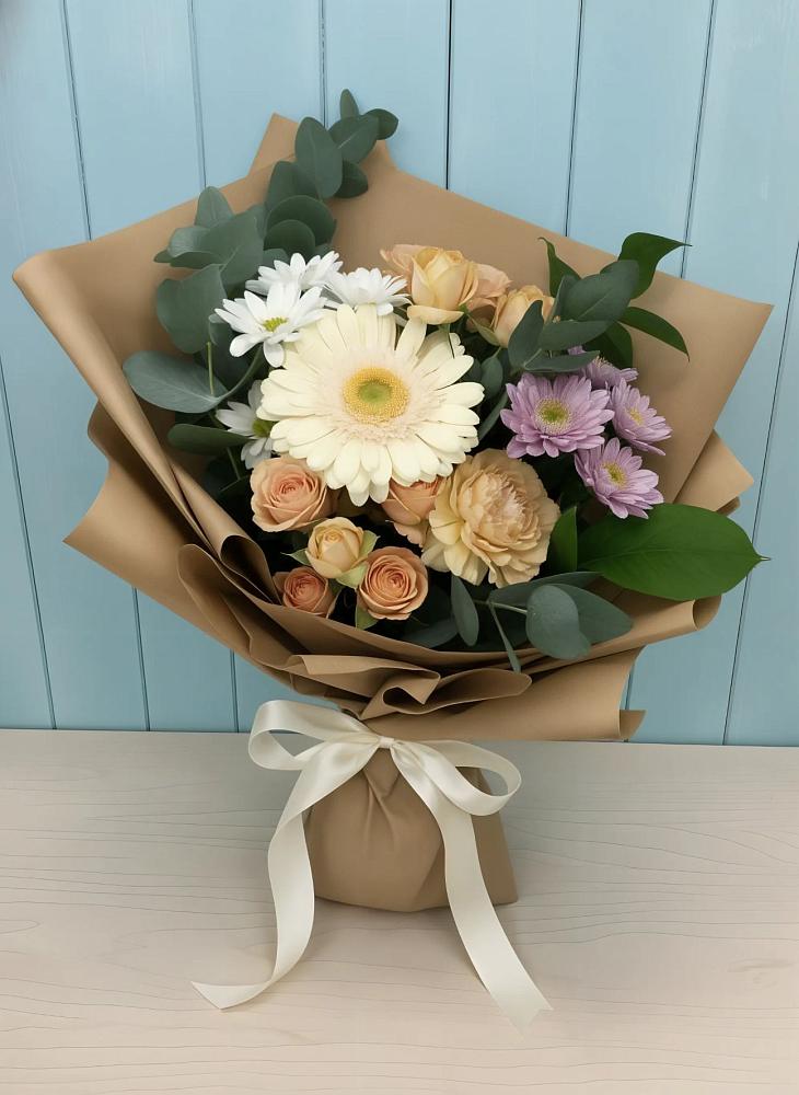 Букет цветов из: Герберы и Хризантемы в Емецк