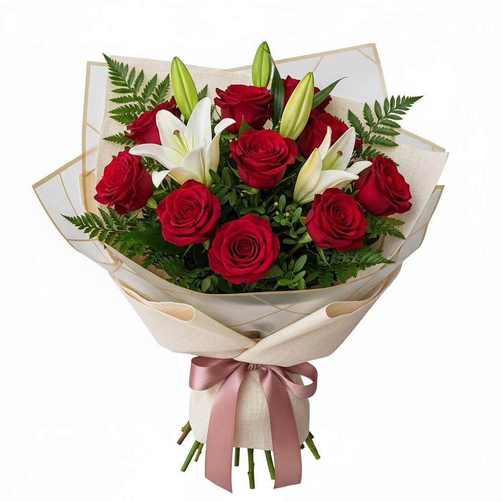 Букет цветов из: Лилии и Розы в Емецк