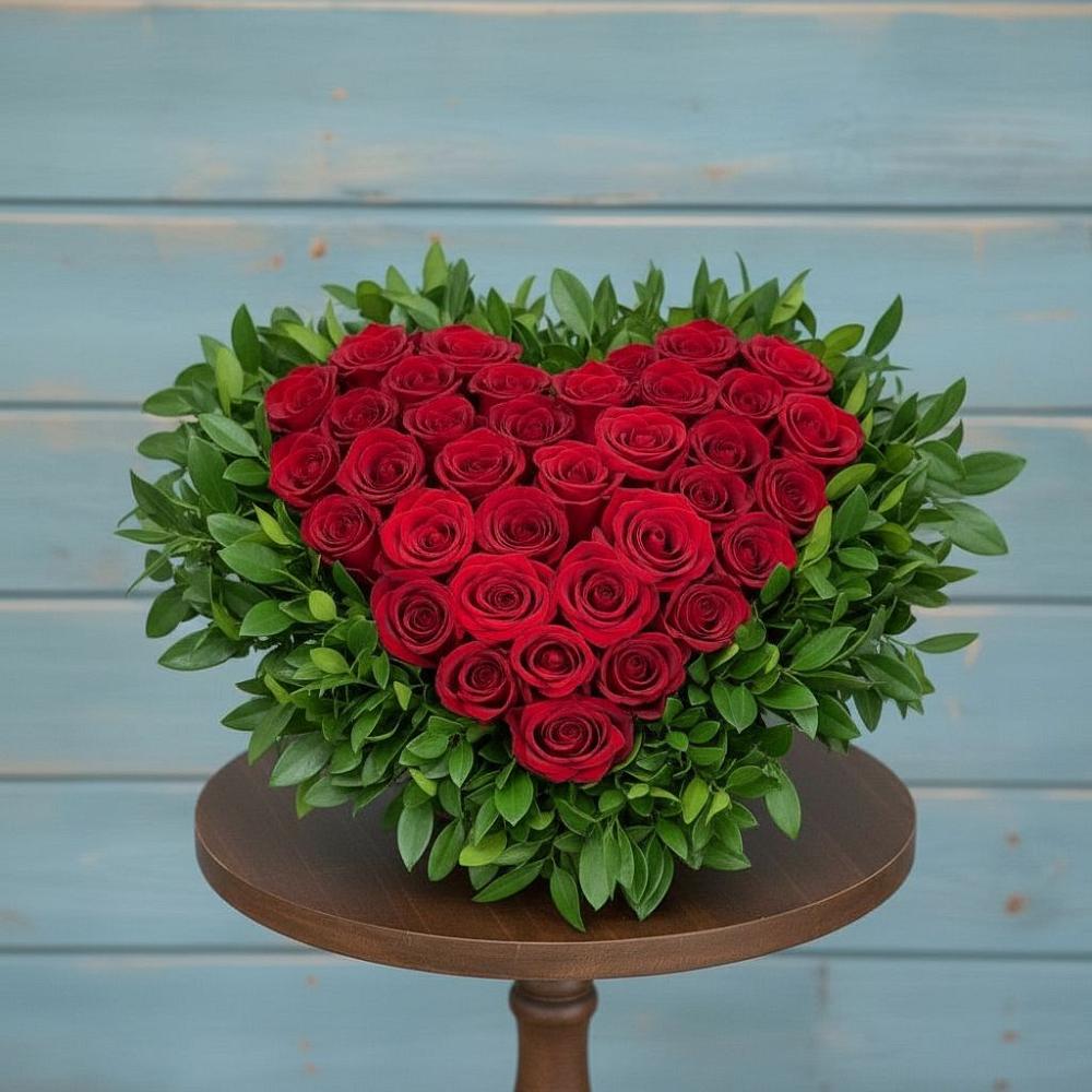 Цветочная композиция из Розы в виде сердца в Емецк