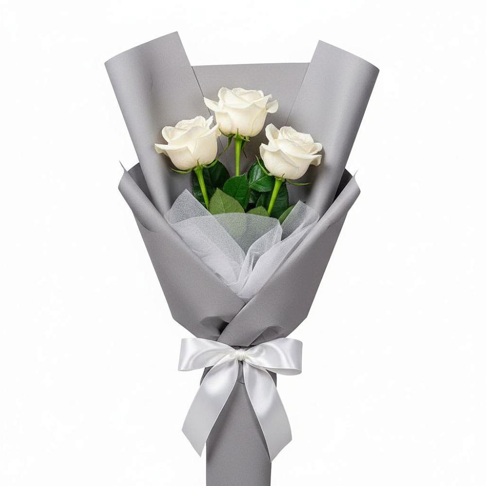Букет 3 белые розы в Емецк