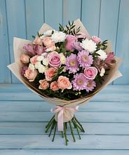 Букет цветов из:  Хризантемы, Розы и Альстромерии в Емецк