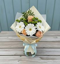 Букет цветов из:  Герберы, Розы и Хризантемы в Емецк